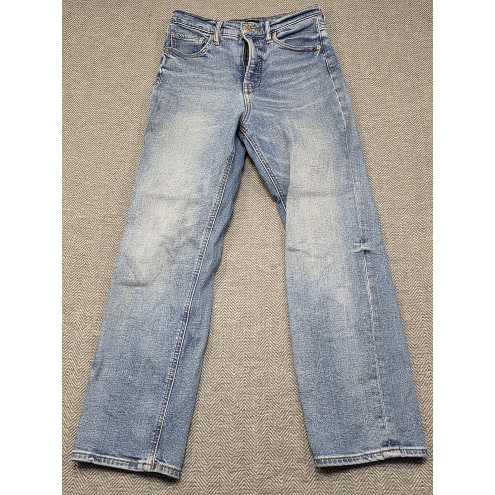Express Modern Straight Super High Rise Jeans Medium Wash Conscious Edit 2S